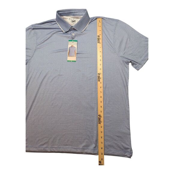 Hickey Freeman Golf Polo Shirt Mens XL Blue Geometric Print Short Sleeve NEW - Picture 8 of 8